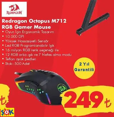 REDRAGON OCTOPUS M712 RGB GAMER/OYUNCU MOUSE